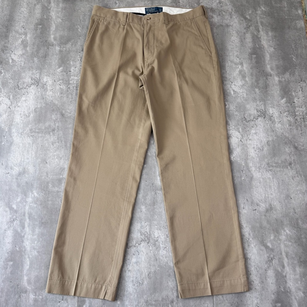 Vintage Polo Ralph Lauren Suffield Pants Mens 34x30 Tan Khaki Cotton Chino